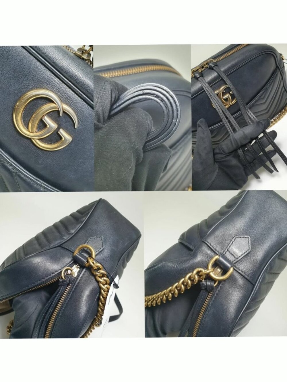 Authentic Gucci GG Marmont Small Camera Bag Black Leather Matelassé Crossbody - Picture 5 of 11
